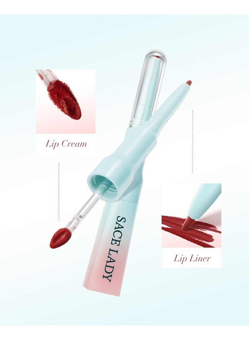 SACE LADY 2-in-1 Lip Cream Booster – 01 Rose Veli – Soft Matte Lip Liner + Lip Cream Duo - Image 1