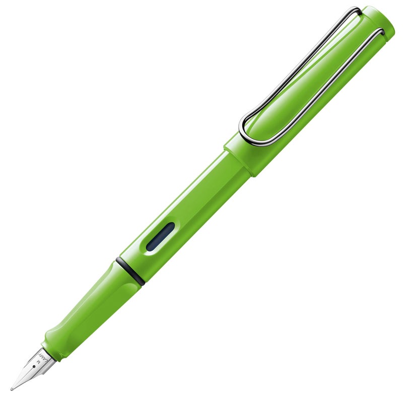LAMY safari green - Fountain Pen with ergonomic grip & polished steel nib in size F - ideal for any Writing & Calligraphy - including LAMY T 10 blue cartridge - Right-Handed - Image 1