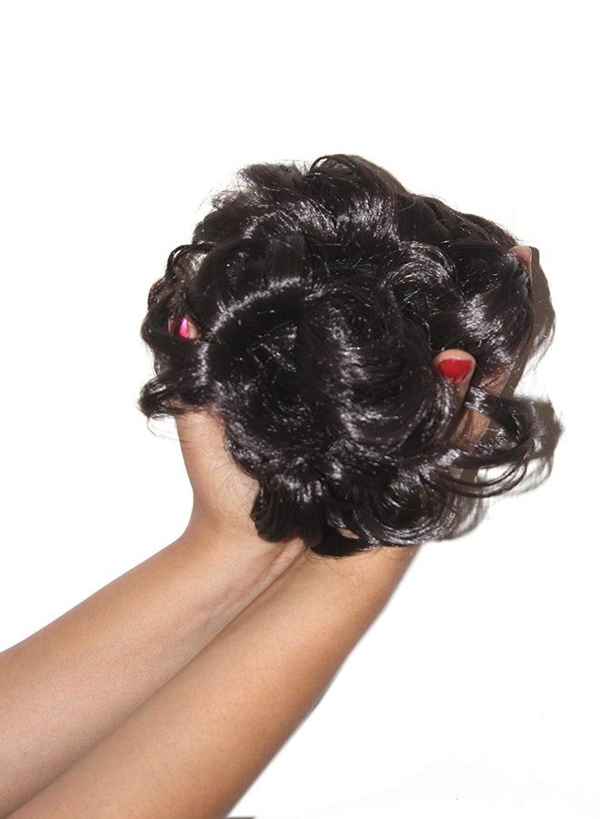 Ritzkart Funky Curly Elastic Hair Bun Flexible 36 Inch Frill Multi Purpose Bride Casual Hair Volume Make Use Extension All Colour, Natural black, - Image 3