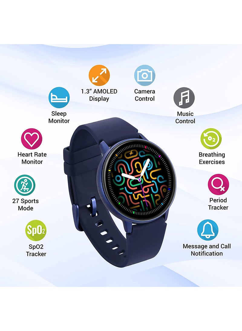 fastrack New Reflex Play|AMOLED Display|100 + Watchfaces|in-Built Games|24x7 HRM|BP Monitor|SpO2|Sleep Monitor|25+ Sports Modes|Custom Watchface|7 Day* Battery|Camera & Music Control|IP68 Blue - Image 2