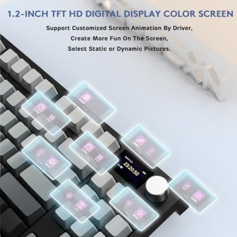لوحة مفاتيح ألعاب هجين عالية الأداء ATTACK SHARK K86 RGB 75اللاسلكية مع مفتاح ميكانيكي وزر تنقل ثلاثي الوضعيات بلوتوث 5.0، 2.4 جيجاهرتز، USB-C قابلة للاستبدال السريع، أزرار مطبوعة على الجانب، بطارية بسعة 4000 مللي أمبير، كابل للتحكم، مفاتيح خطية—إضاءة قمرية - Image 4