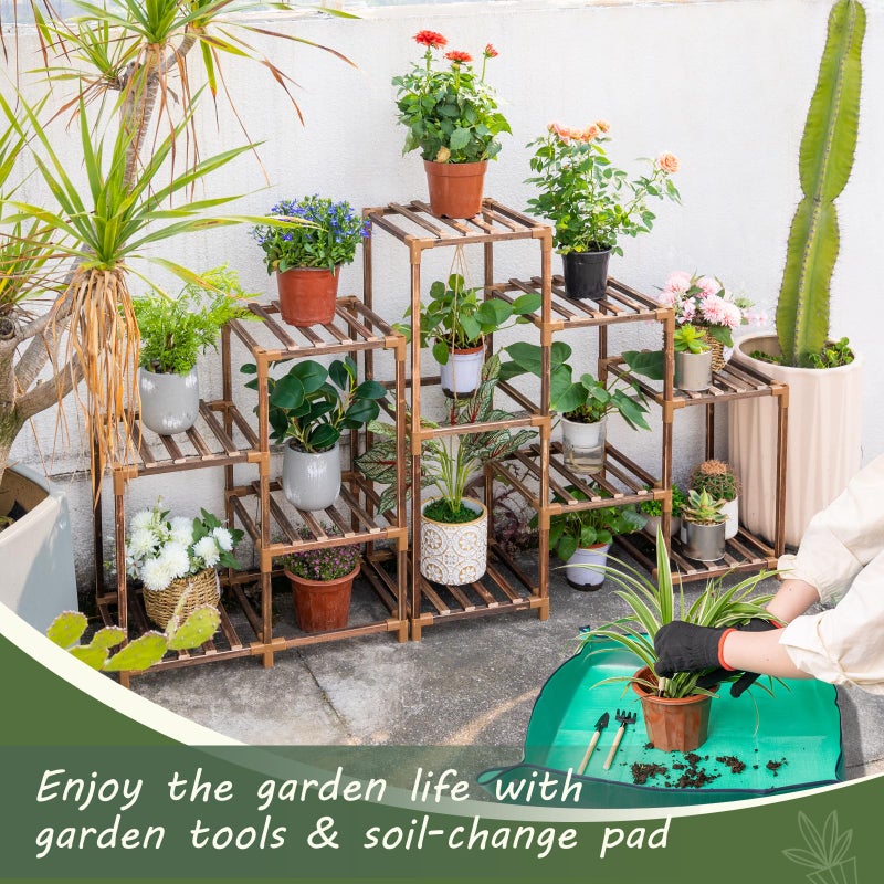 Uneedem Wood Plant Stand Indoor Outdoor Corner Plant Shelf Stand, 5 Tiered 10 Potted Flower Plant Stands for Indoor Plants Multiple, Plant Shelves Stands Rack for Living Room, Patio, Balcony - Image 4