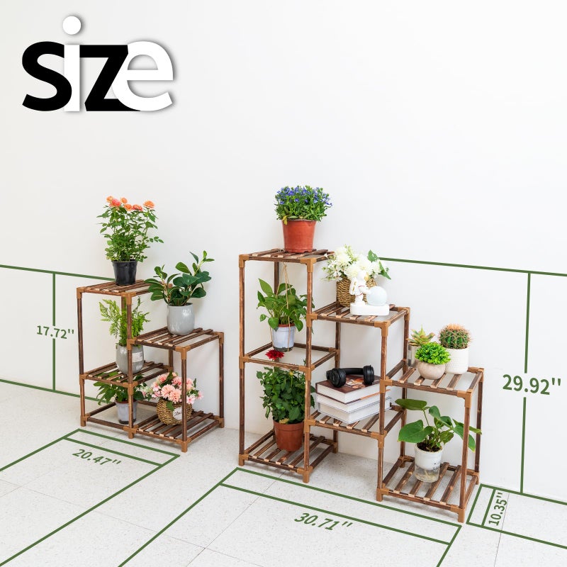 Uneedem Wood Plant Stand Indoor Outdoor Corner Plant Shelf Stand, 5 Tiered 10 Potted Flower Plant Stands for Indoor Plants Multiple, Plant Shelves Stands Rack for Living Room, Patio, Balcony - Image 5