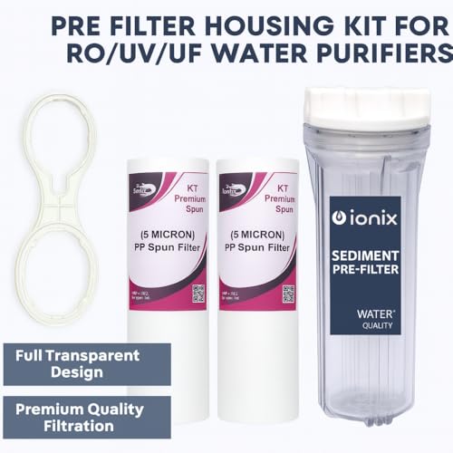 IONIX pre filter for ro water purifier, Pre filter housing Kit & Combo for All RO/UV/UF Water purifiers (Full Transparent Kit, With 2 KT premium Spun) - Image 5