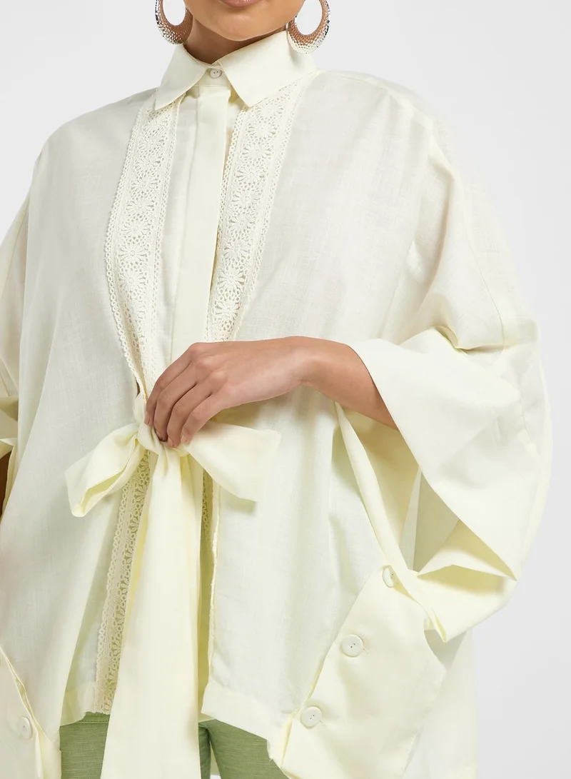 Khizana Crochet Detail Top With Belt