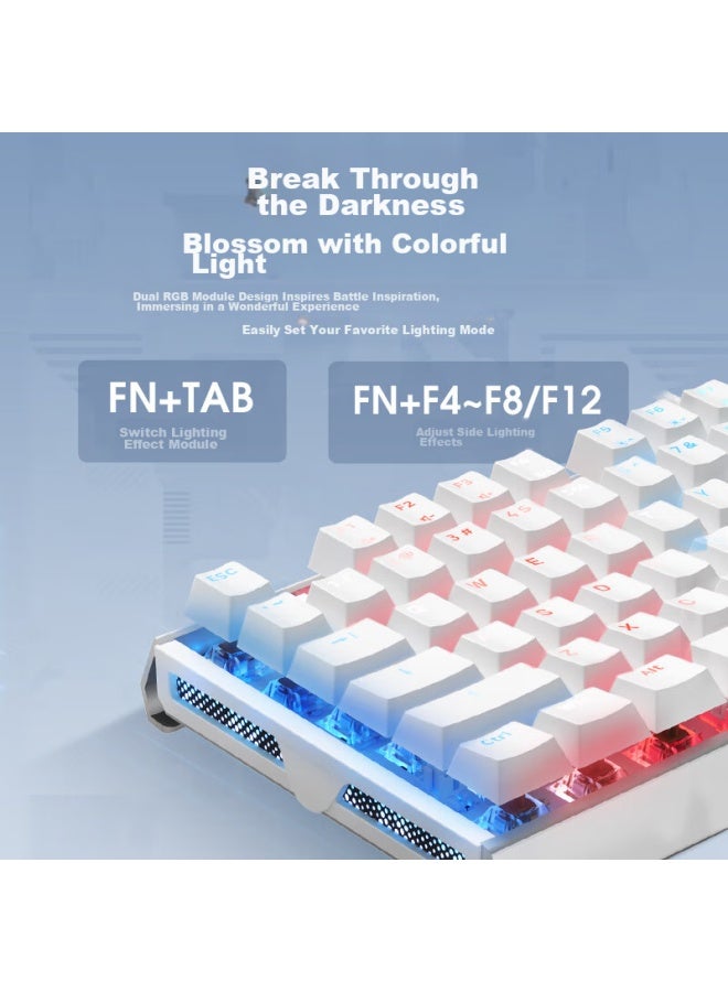 Cherrymx 3.1 Wired Mechanical Keyboard, Gaming Keyboard, E-sports Keyboard, Rgb Mixed Light Keyboard, Compatible With Mac System, Alloy Shell, Colorful White And Red Switches - Image 2