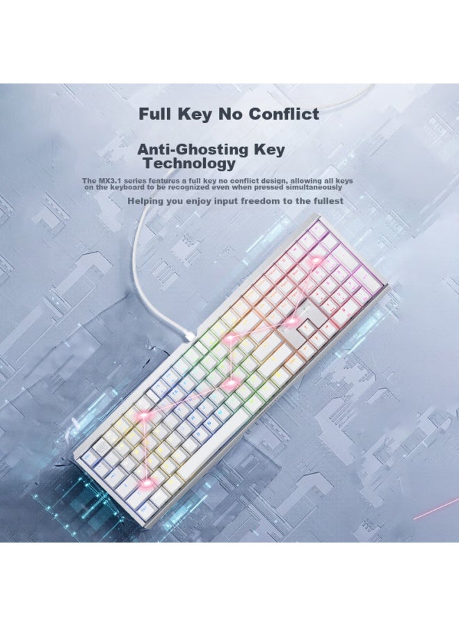 Cherrymx 3.1 Wired Mechanical Keyboard, Gaming Keyboard, E-sports Keyboard, Rgb Mixed Light Keyboard, Compatible With Mac System, Alloy Shell, Colorful White And Red Switches - Image 4