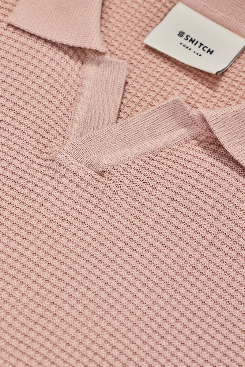 سنيتش تيشيرت بولو وردي فاتح من كور لاب بنقشة بارزة