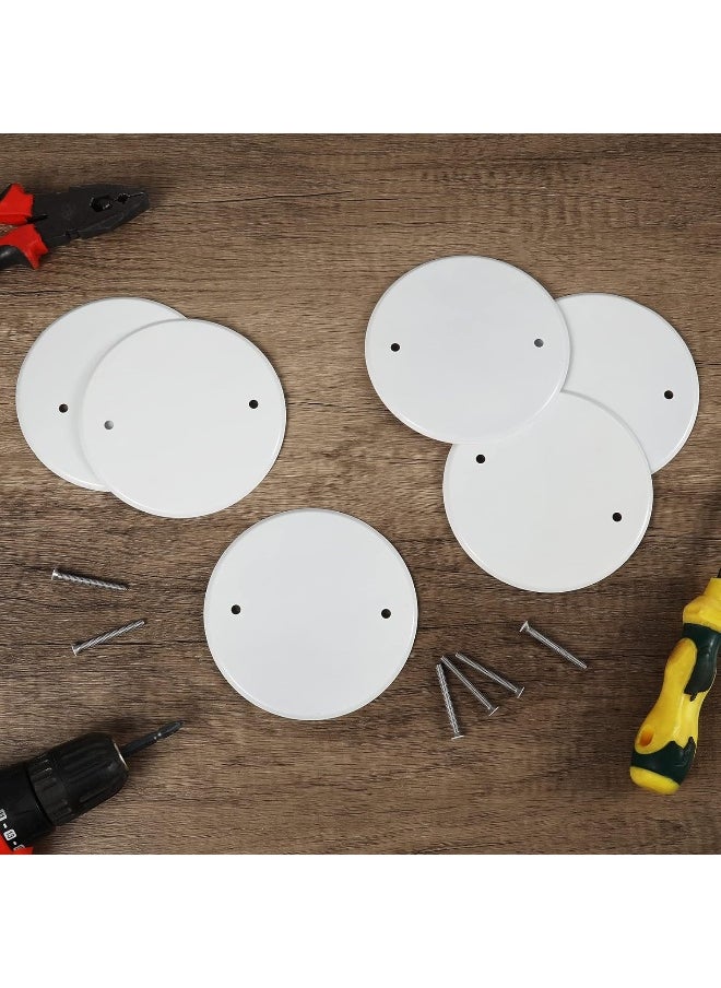 Generic - 4 Packs 5 Inch Ceiling Cover Plate Metal Flat Round Electrical Cover Blank Circle Wall Plate with Screws Ceiling Fan Switch Cap Cover, Holes are Spaced 3.5 Inches, White (for 4 inch Electrical Box) - Image 1