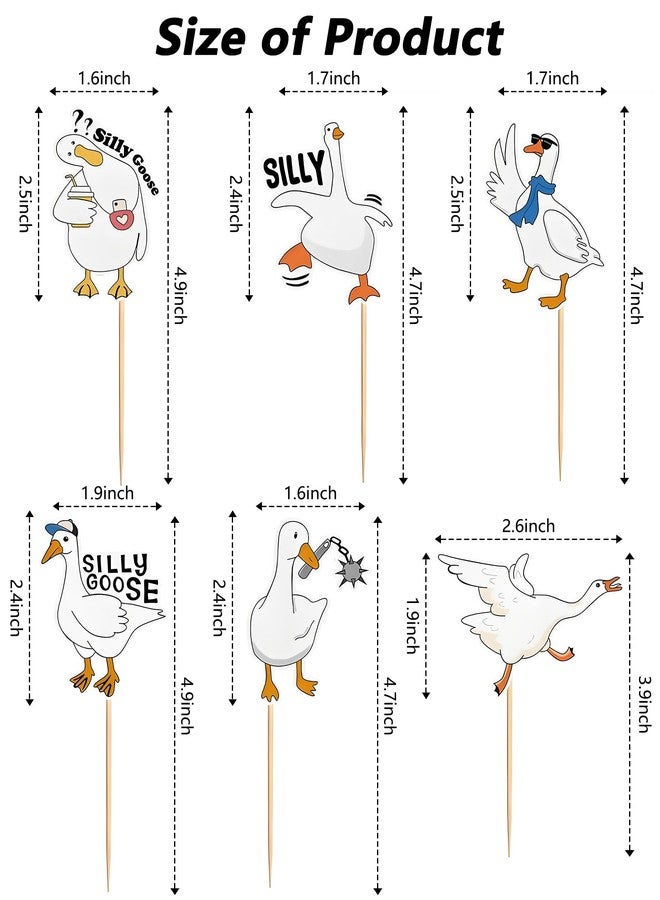 PWMDUX 48 PCS Silly Goose Cupcake Toppers, Funny Goose Cupcake Picks Animal Theme Cake Decorations for Baby Shower Birthday Weeding Holiday Party Supplies (Cute) - Image 4