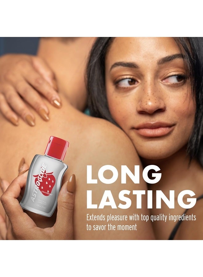 ASTROGLIDE Strawberry Flavored Water Based Lube (2.5oz),Dr. Recommended Brand, Tasty Personal Lubricant For Couples, Women, and Men, Travel-Friendly Size, Condom Compatible, Manufactured in USA - Image 2