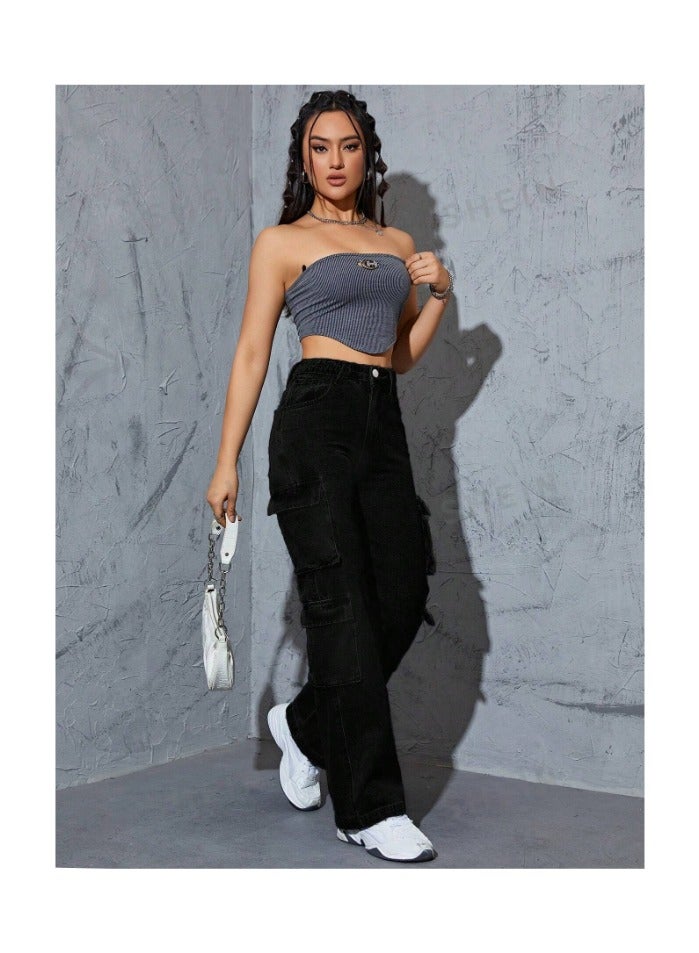 بونكا بنطلون جينز كارجو جيب جانبي قلاب - Image 1