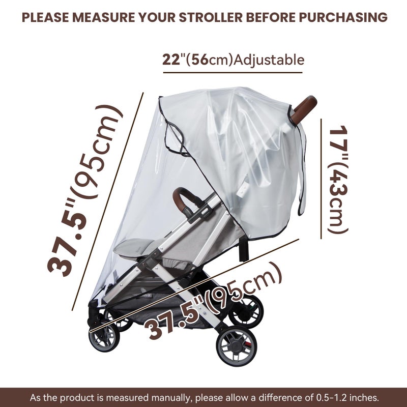 بيميس Bemece Stroller Rain Cover, Universal Stroller - Waterproof Windproof Travel Weather Shield Thick  Durable Protect from Dust and Snow with Breathable Ventilation Mesh Clear Visibility - Image 4