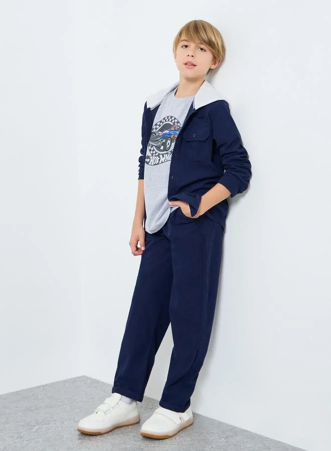Styli Styli Teens Navy Corduroy Straight Leg Pants