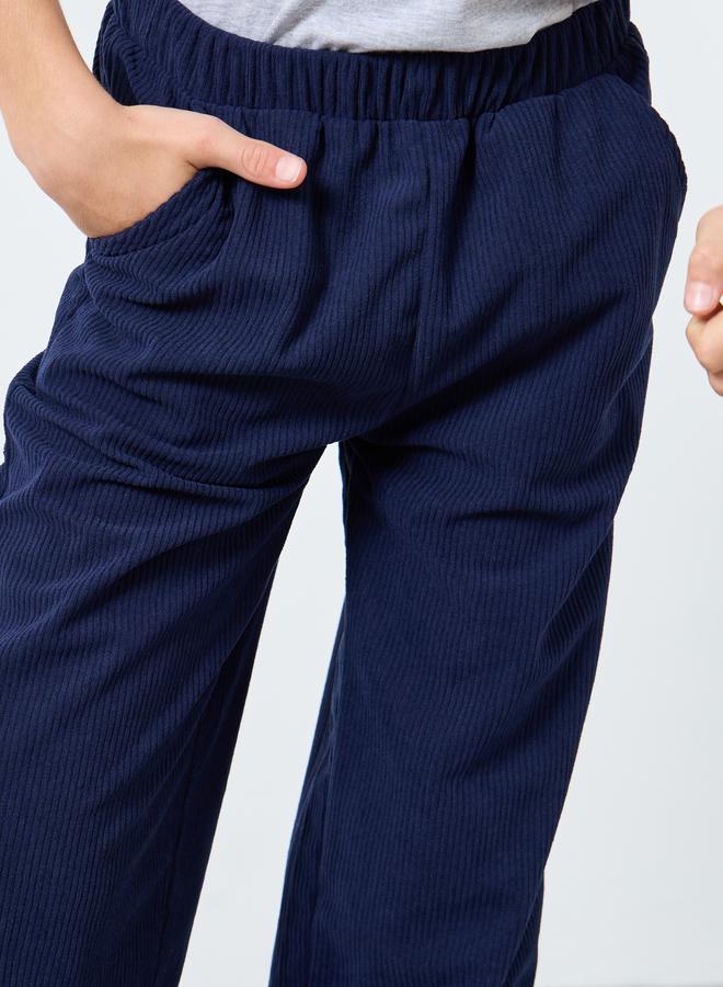Styli Teens Navy Corduroy Straight Leg Pants - Image 3