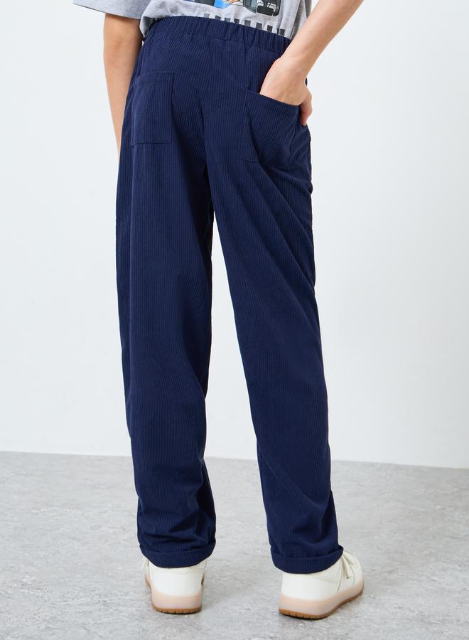 Styli Teens Navy Corduroy Straight Leg Pants - Image 4