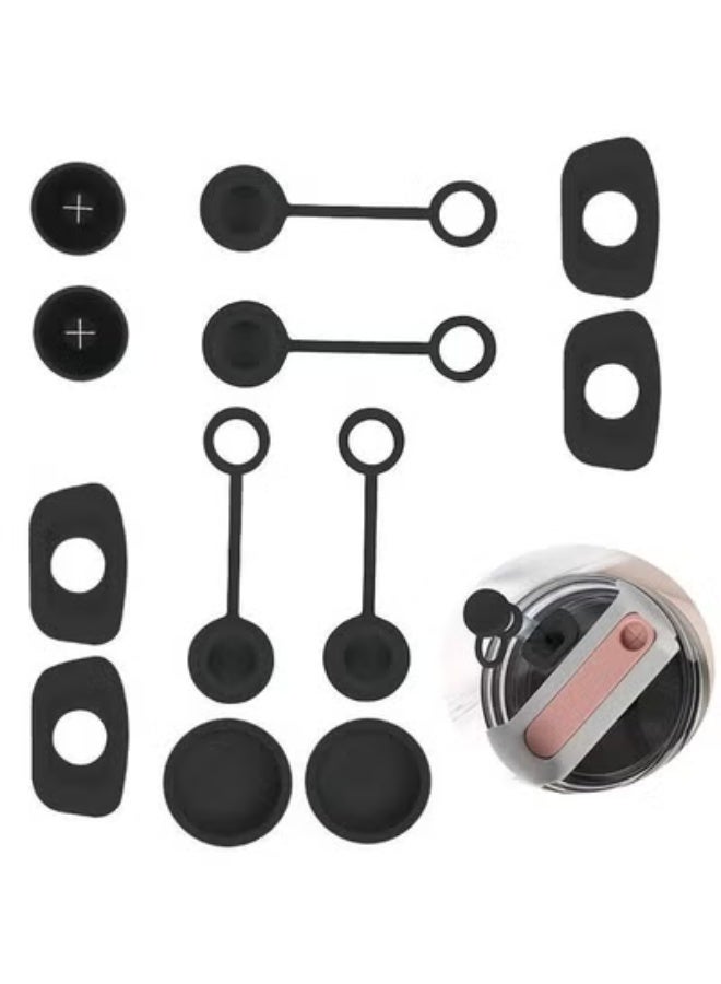 تخيل 12 قطعة سدادة سيليكون مانعة للانسكاب مجموعة للكوب 1.0 وكوب 2.0 40 أونصة أو 30 أونصة ، غطاء قش قابل لإعادة الاستخدام بما في ذلك سدادة انسكاب مربعة 4 ، 4 سدادة تسرب مستديرة و 4 غطاء غطاء قش