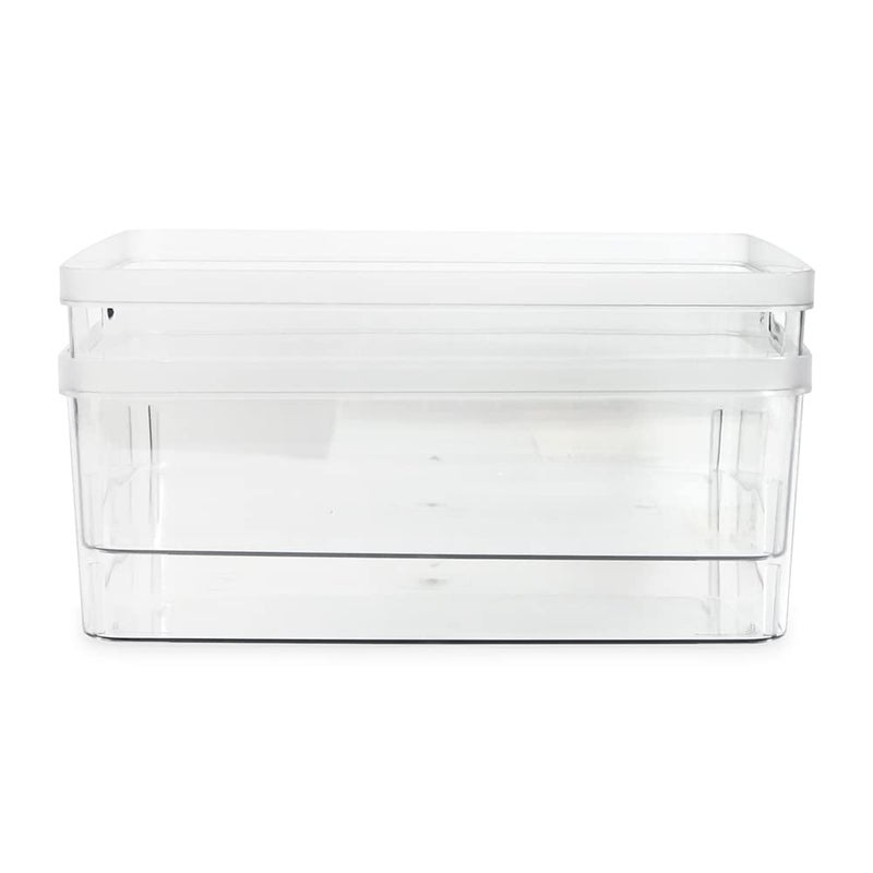 Isaac Jacobs 2-Pack Large Clear Storage Bins (11.5â€ L x 14â€ W x 5.5â€ H) w/Cutout Handles, Plastic Organizer for Home, Office, Kitchen, Fridge/Freezer, Bathroom, BPA Free, Food Safe (Large) - Image 5
