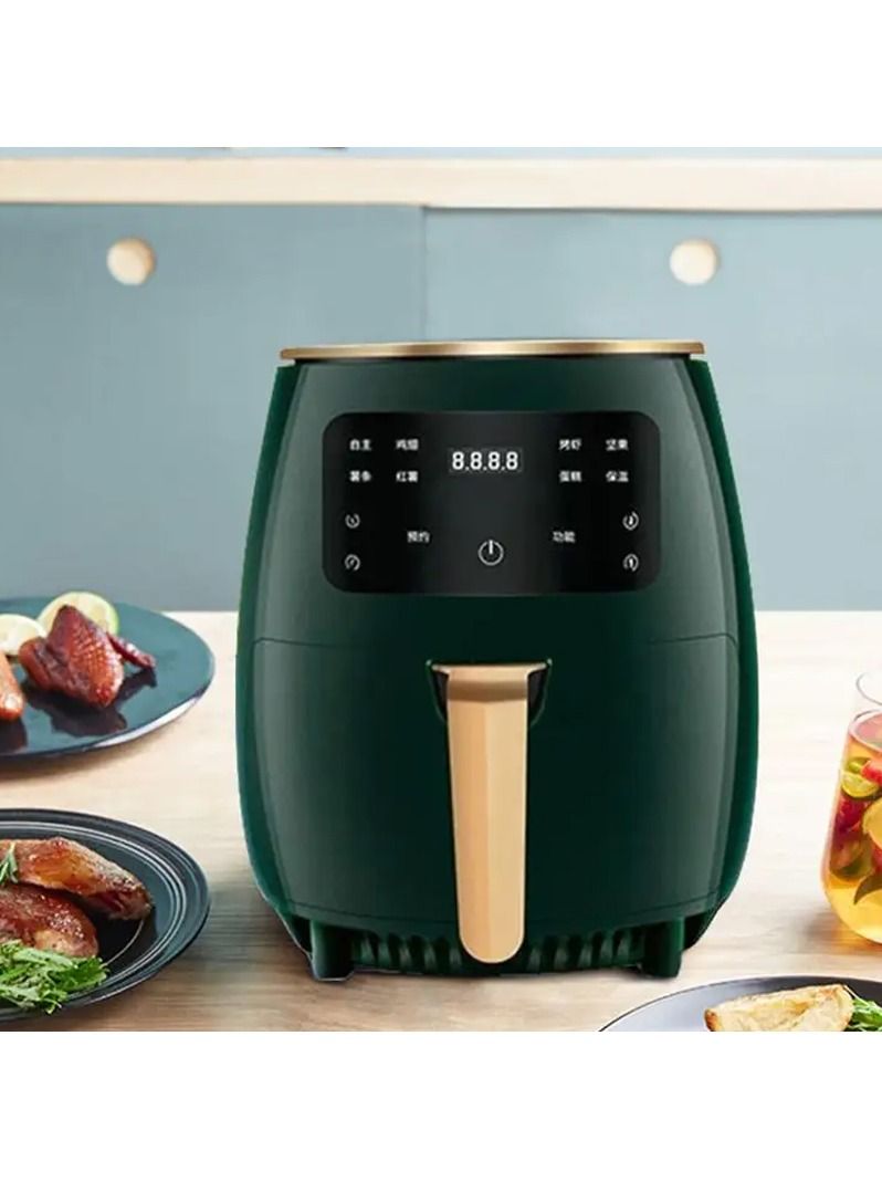 SILVER CREST Intelligent 6L Large Capacity Electric Oil Free Air Fryers French Fries Cooker Nonstick Deep Air Fryer With Timer Green - Image 2