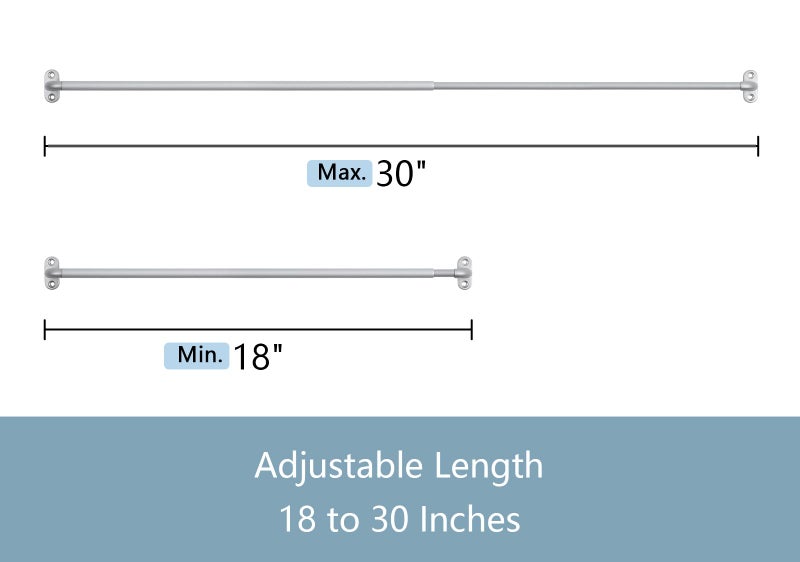 TYRON TYRON TYRON 2 Pack Screwed Sash Curtain Rod Adjustable 18-30 Inch, 3/8 In. Diameter, French Door Curtain Rods (Nickel) - Image 2