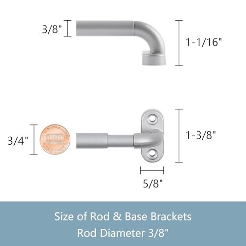 TYRON TYRON TYRON 2 Pack Screwed Sash Curtain Rod Adjustable 18-30 Inch, 3/8 In. Diameter, French Door Curtain Rods (Nickel) - Image 3