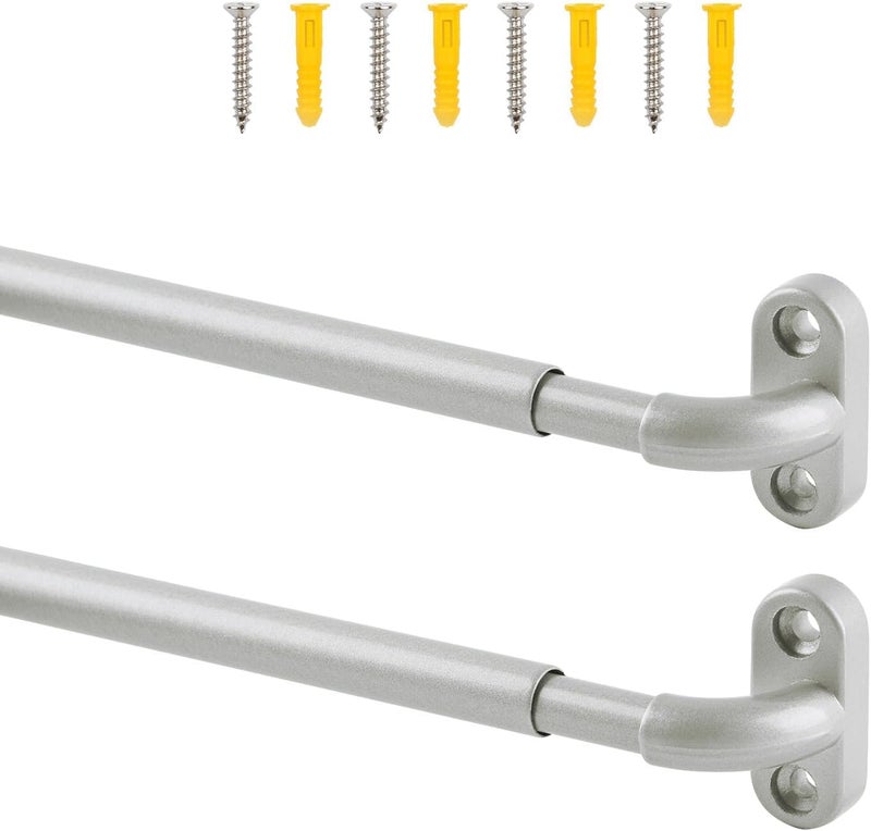 TYRON TYRON TYRON 2 Pack Screwed Sash Curtain Rod Adjustable 18-30 Inch, 3/8 In. Diameter, French Door Curtain Rods (Nickel) - Image 1
