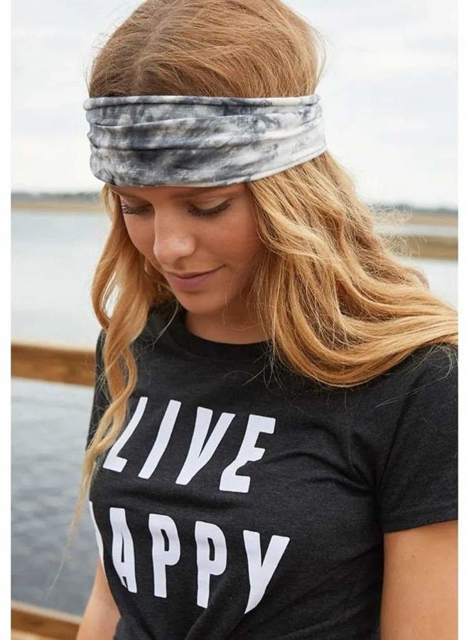 Huachi Women's Headbands for Yoga, Workout, Exercise - 6Pcs Elastic Hair Bands for Women's Hair - Tie Dye Bandeau Headband Sweatbands - Comfy Material - Upgraded Design - One Size - Black - Image 3