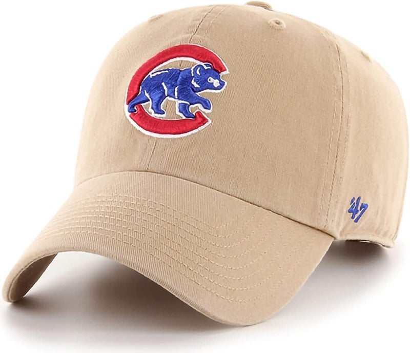 47 Brand MLB Khaki Primary Logo Clean Up Adjustable Strap Baseball Dad Hat Cap, Adult One Size Fits All - Image 1