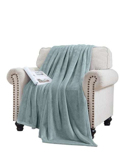 Flannel And Microfiber Sofa Blanket Luxury Blanket Single Size Lightweight And Comfortable For Bed And Sofa, Super Soft And Warm Plain Light Turquoise Color
