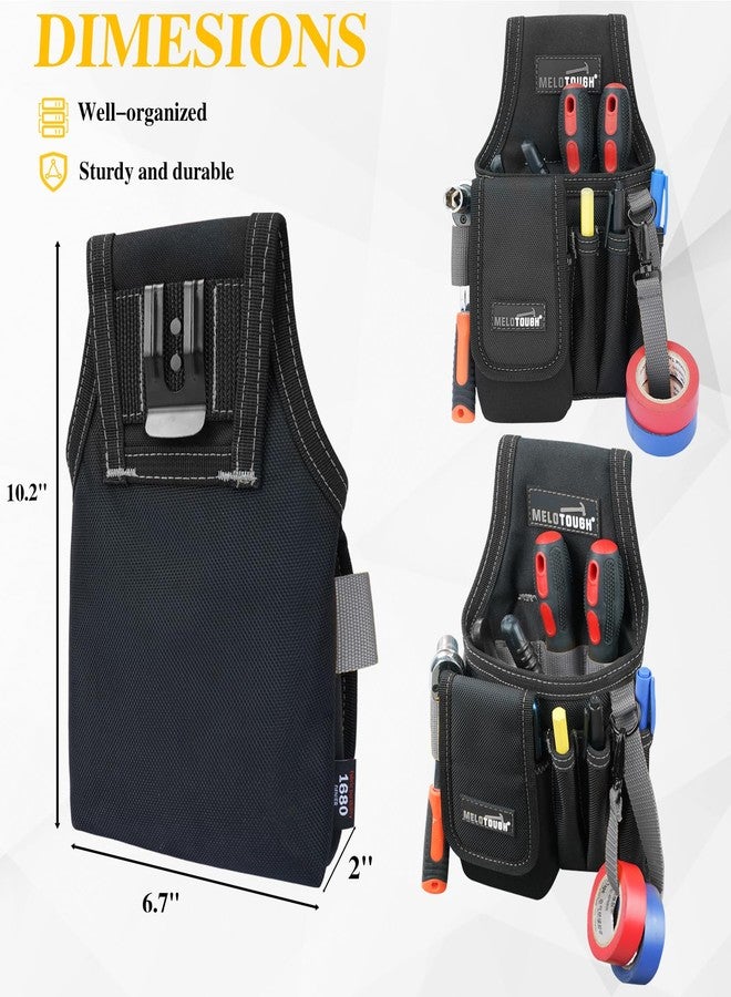 MELOTOUGH Small Tool Pouch with Belt Clip, Pocket Tool Belt Pouch,Electrician Clip on Tool Pouch, Multi-Pocket Tool Organizer for Electrician Construction（Grey） - Image 2