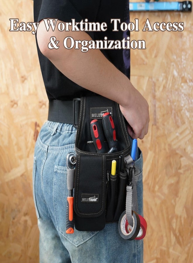 MELOTOUGH Small Tool Pouch with Belt Clip, Pocket Tool Belt Pouch,Electrician Clip on Tool Pouch, Multi-Pocket Tool Organizer for Electrician Construction（Grey） - Image 4