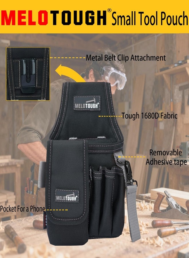 MELOTOUGH Small Tool Pouch with Belt Clip, Pocket Tool Belt Pouch,Electrician Clip on Tool Pouch, Multi-Pocket Tool Organizer for Electrician Construction（Grey） - Image 3
