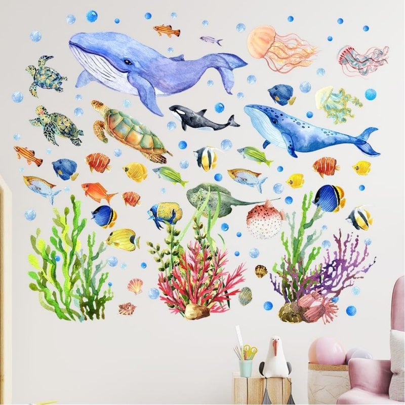 Barakah Ocean Themed Wall Stickers, 4 Pcs Glow in The Dark Fish Decals, Self-Adhesive Decorations for Kids' Rooms, Windows, Ceilings, and Doors, Green Light, One Size - Image 1