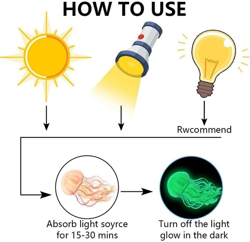 Barakah Ocean Themed Wall Stickers, 4 Pcs Glow in The Dark Fish Decals, Self-Adhesive Decorations for Kids' Rooms, Windows, Ceilings, and Doors, Green Light, One Size - Image 5