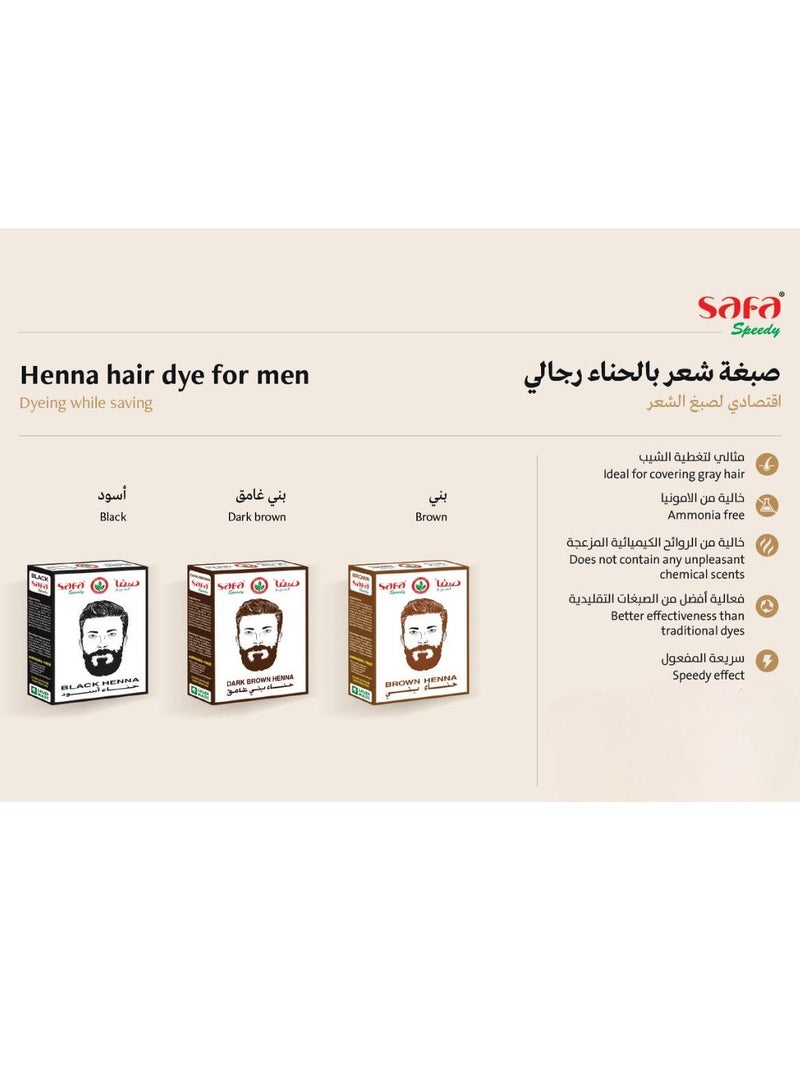 SAFA SPEEDY DARK BROWN HENNA FOR MEN – HAIR & BEARD DYE – AMMONIA FREE –  (40G) - Image 4