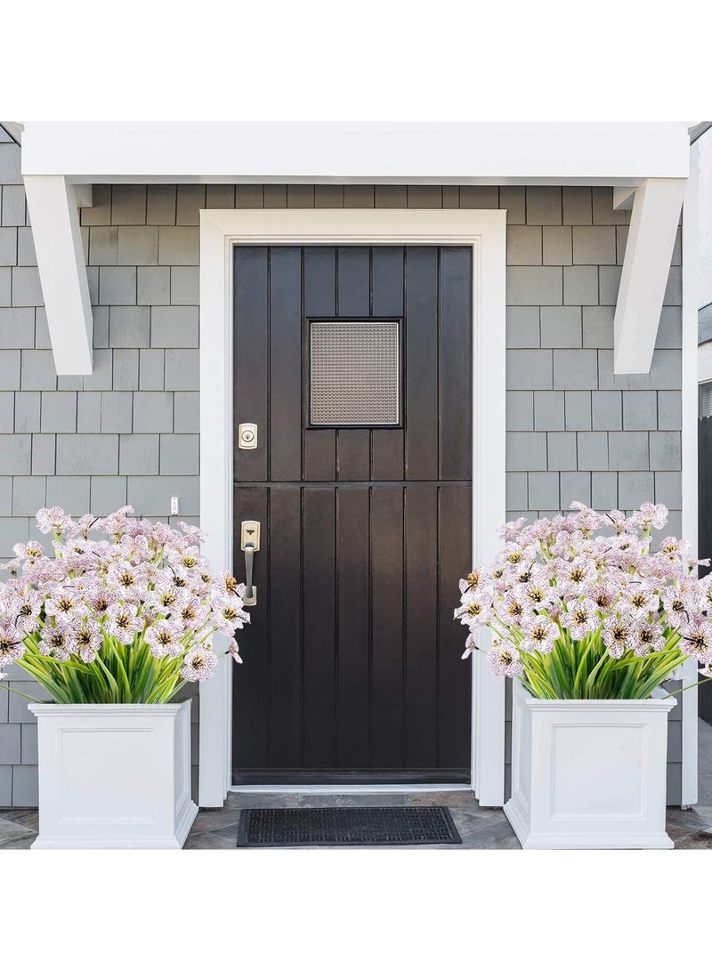 Excefore 12 Bundles Artificial Flowers Outdoor UV Resistant Fake Flowers No Fade Plastic Plants Greenery Shrubs Garden Porch Window Box Decorating, Faux Violet Flower (White) - Image 4