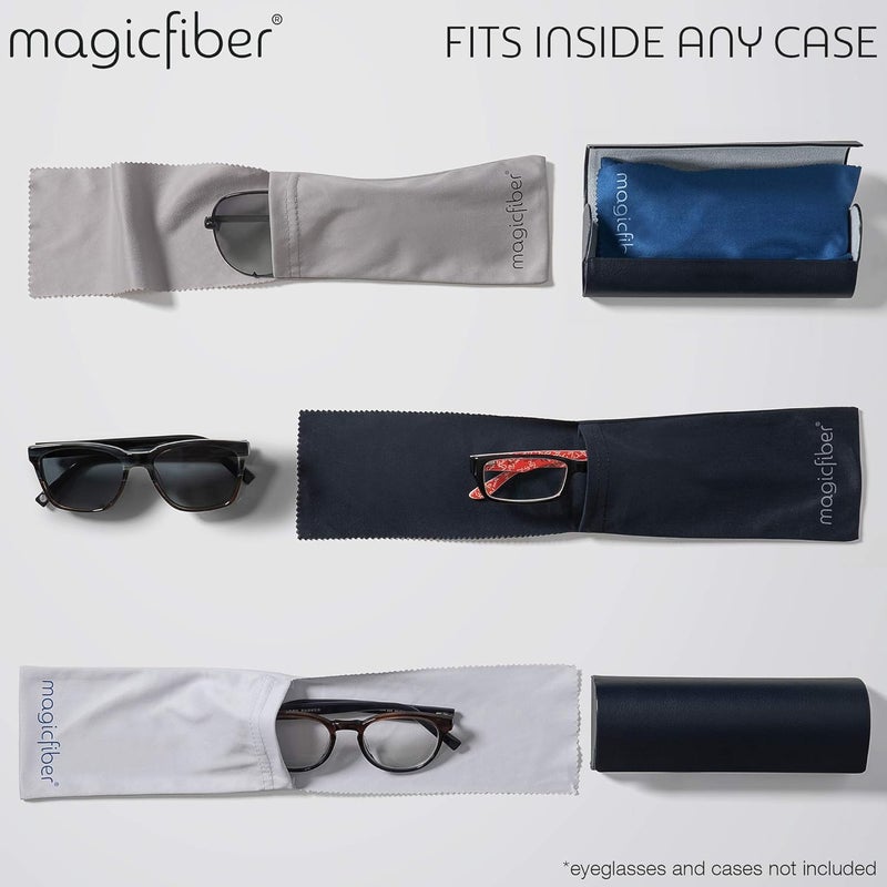 MagicFiber Ultra-Soft Microfiber Glasses & Sunglasses Pouch Case (4 Color Pack) Slim Eyeglass & Sunglass Sleeve with Built‑in Cleaning Cloth, Eye Glass & Sun Glass Wrap for Eyewear, Phone, Men, Women - Image 4