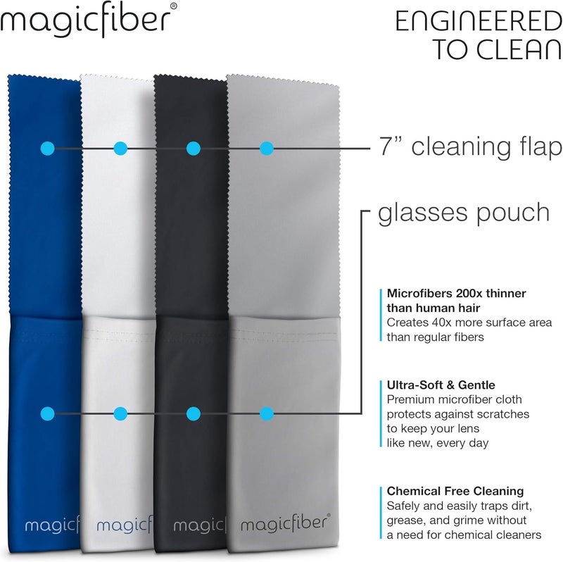 MagicFiber Ultra-Soft Microfiber Glasses & Sunglasses Pouch Case (4 Color Pack) Slim Eyeglass & Sunglass Sleeve with Built‑in Cleaning Cloth, Eye Glass & Sun Glass Wrap for Eyewear, Phone, Men, Women - Image 5