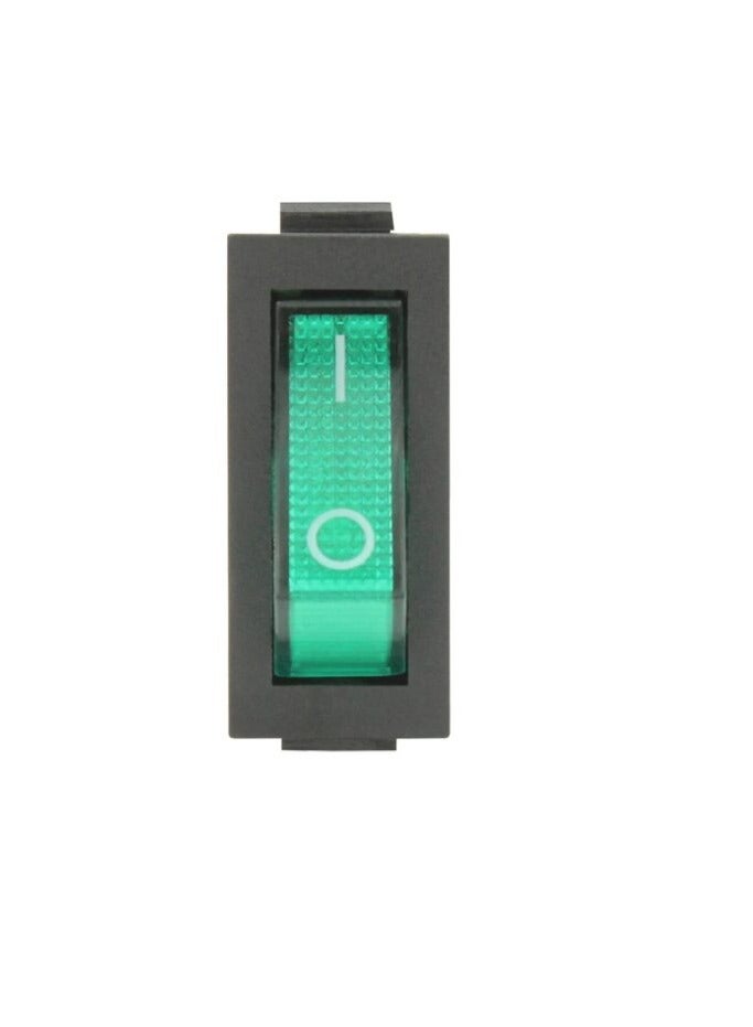 KNP KCD 3 Green Illuminated Rocker Switch is designed for panel mounting providing a reliable and stylish solution for controlling power in various devices With its vibrant green LED light it offers clear visibility and adds a modern touch to any panel. - Image 2
