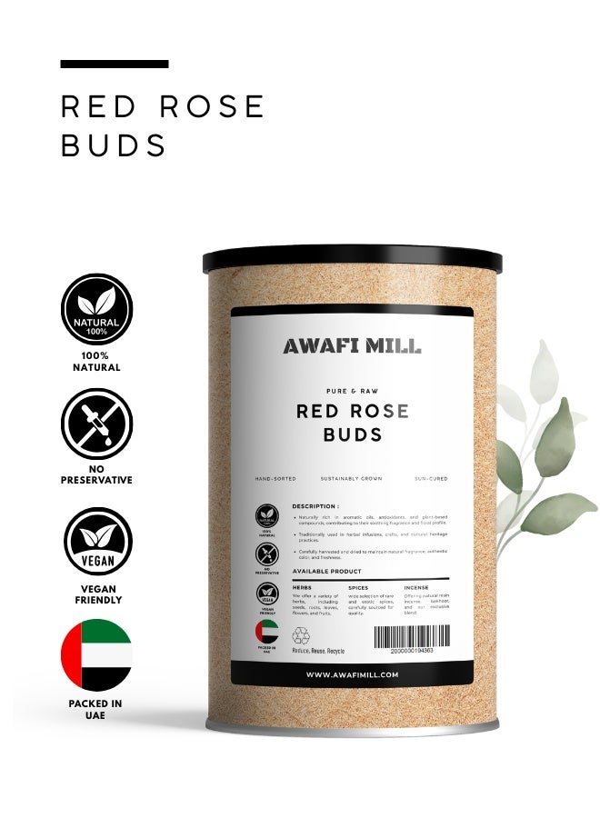 AWAFI MILL Red Rose Buds Tea (Whole Dried Buds) | Fragrant Floral Herbal Tea and Dessert Garnish | Caffeine-Free | Food-Grade - 100 g | 3.5 Oz - Image 2