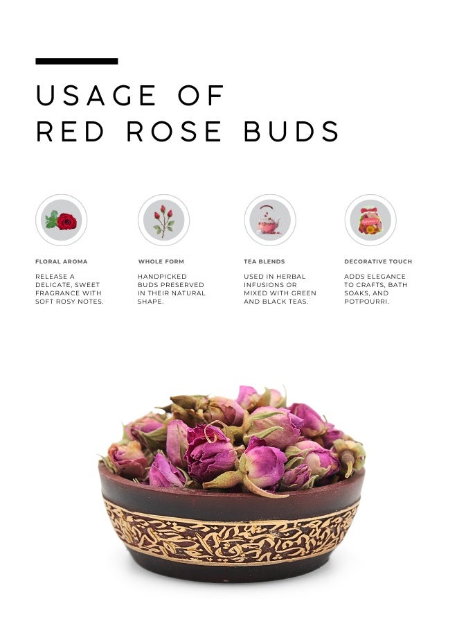 AWAFI MILL Red Rose Buds Tea (Whole Dried Buds) | Fragrant Floral Herbal Tea and Dessert Garnish | Caffeine-Free | Food-Grade - 100 g | 3.5 Oz - Image 3