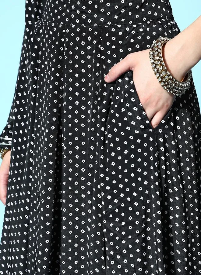 SASSAFRAS Diamond Ditsy Print Pocket Detail Maxi Skirt