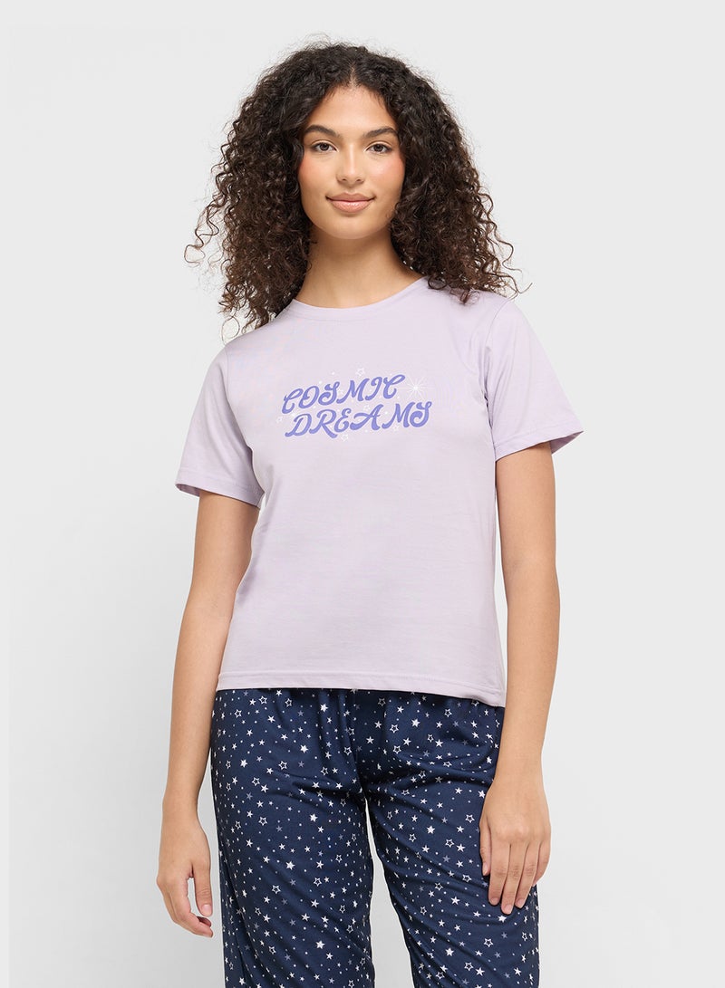 Ginger Cotton Graphic T-Shirt & Pyjama Set  - Image 3