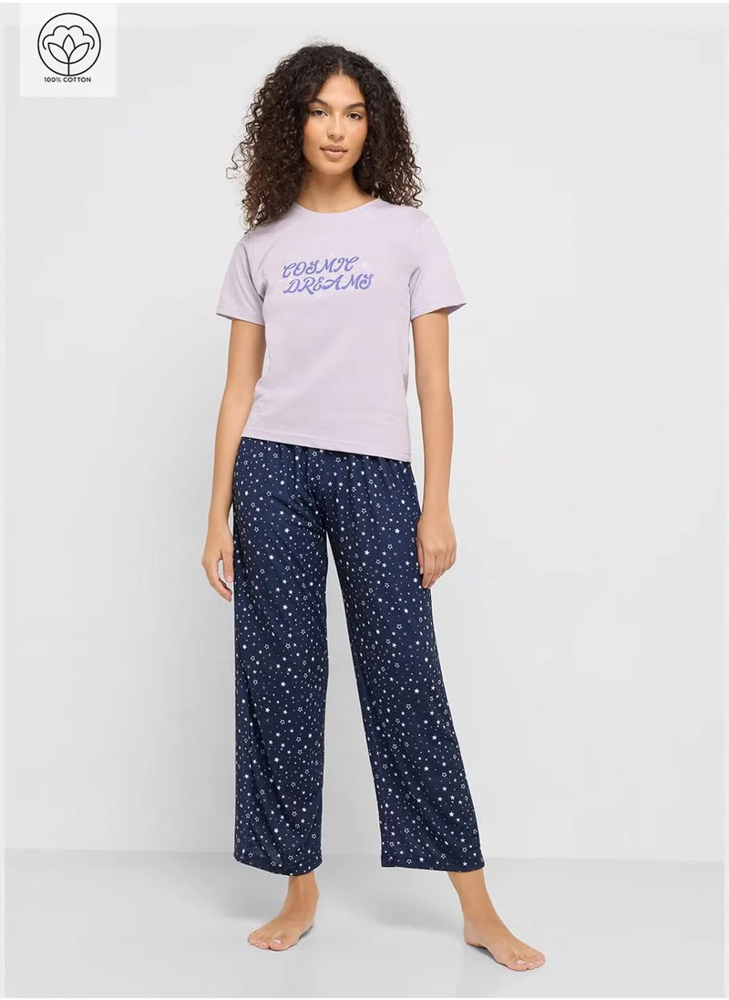 Ginger Cotton Graphic T-Shirt & Pyjama Set