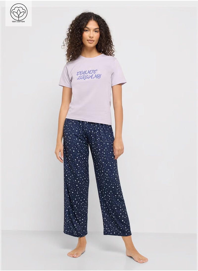 Ginger Cotton Graphic T-Shirt & Pyjama Set  - Image 1