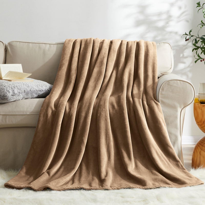 KMUSET Brown Fleece Throw Blanket for Couch - Warm Cozy Soft Lightweight Blankets All Seasons Suitable 50 x 60 inches - Image 3