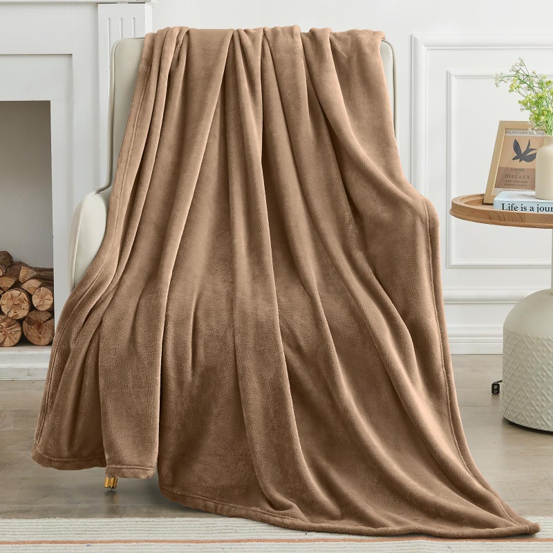KMUSET Brown Fleece Throw Blanket for Couch - Warm Cozy Soft Lightweight Blankets All Seasons Suitable 50 x 60 inches - Image 5