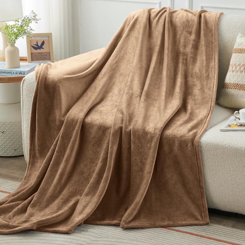 KMUSET Brown Fleece Throw Blanket for Couch - Warm Cozy Soft Lightweight Blankets All Seasons Suitable 50 x 60 inches - Image 4