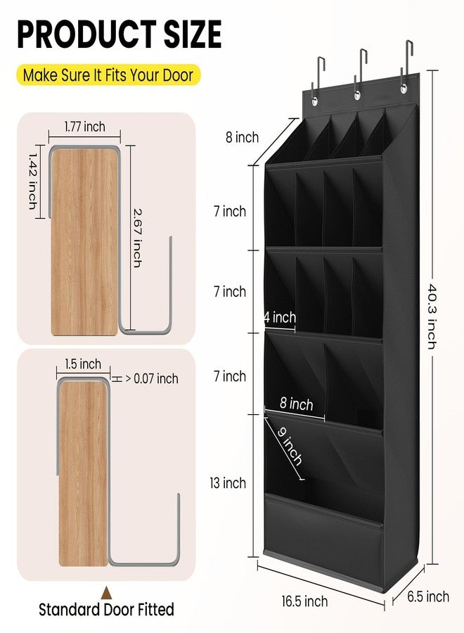Mefirt 18 Pairs Over the Door Shoe Organizer, Shoe Rack for Closet Door with Large Breathable Pockets, Hanging Shoes Rack for Boots, Behind the Door Organizer Shoe Holder for Categorized Storage, Black - Image 5