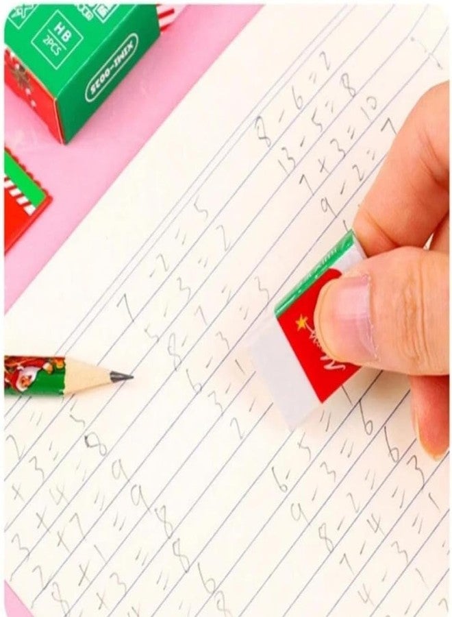 AMANVANI Stationery Set Pack of 6, Santa Theme Stationery Kit with Pencils, Scale, Eraser, Sharpener, Festive Gift for Christmas, Birthday & Kanjak Return Gift for Kids, School Stationery Set (6 Set) - Image 4